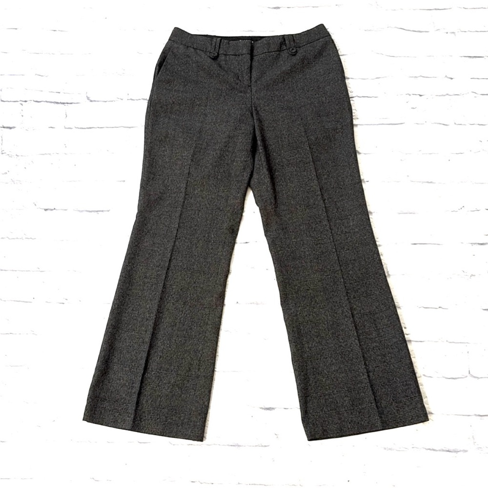 Talbots Signature Flare Wide Leg Dress Pants Black Brown Plaid Size 8 Petite
